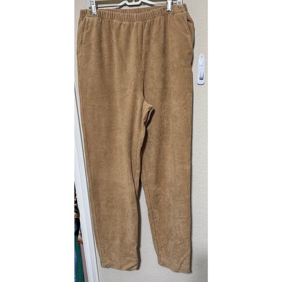 Lands' End Women’s Tan Corduroy Pants Pull-On Elastic Waist Large Tall LT - Picture 1 of 6